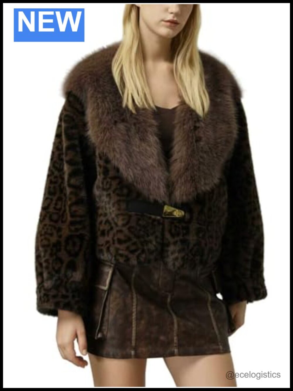 Faux Fur Cropped Jacket Fluffy Fleece Zip Coat Women Warm